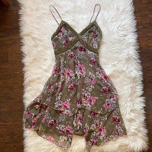 WHBM velvet trim strappy floral dress